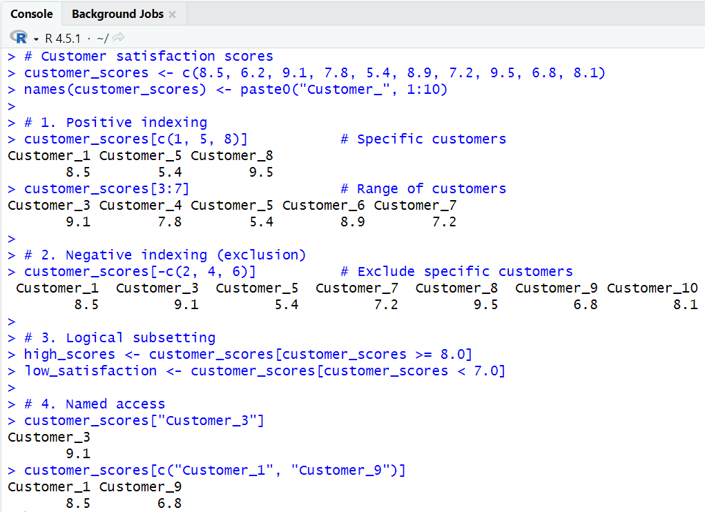 1.2.2.3. Vectors Subsetting Output