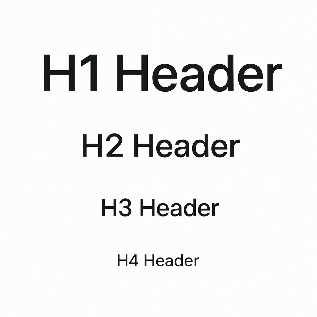 Typography hierarchy scale showing header levels h1-h4 for consistent design